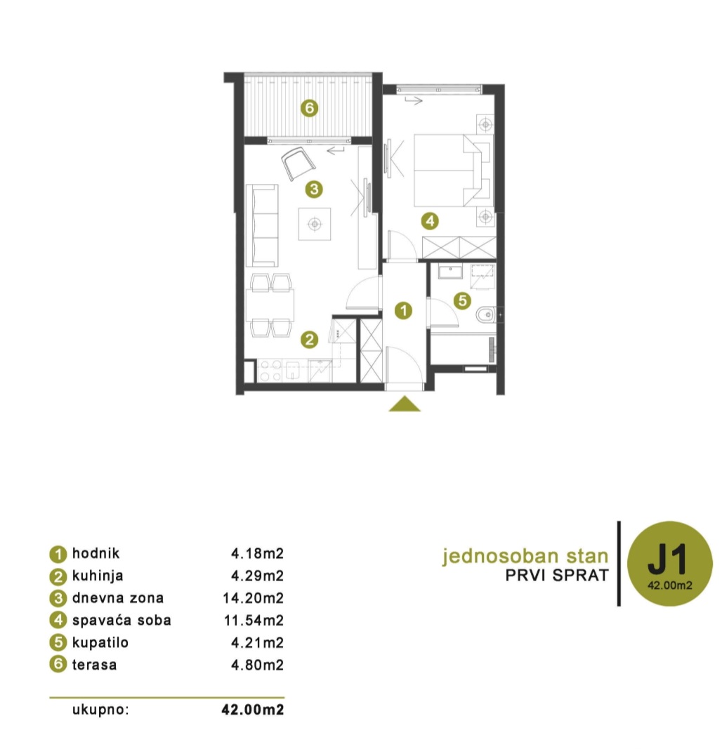 Stan Mrcevac 42m2 - 2