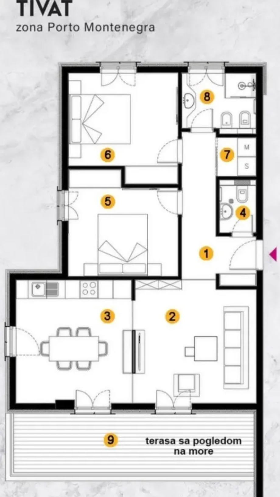 Luxury apartment 85 m², Tivat – Porto Montenegro - 10