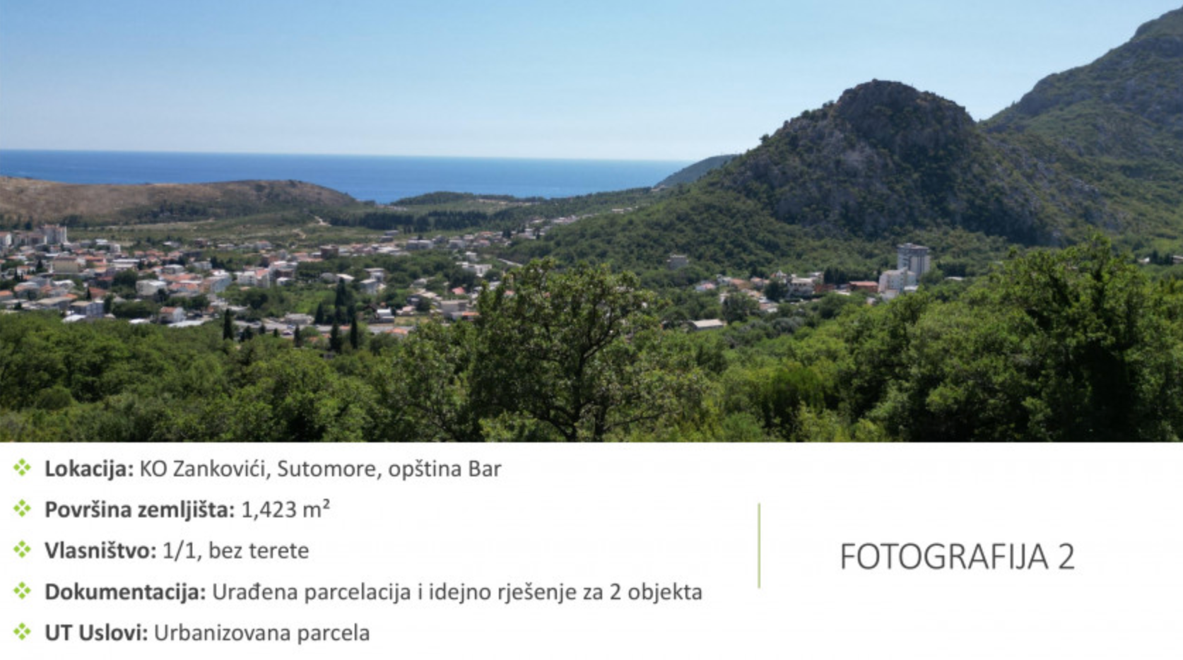 Urbanized Plot 1,423 m2, Sutomore, Bar - 3
