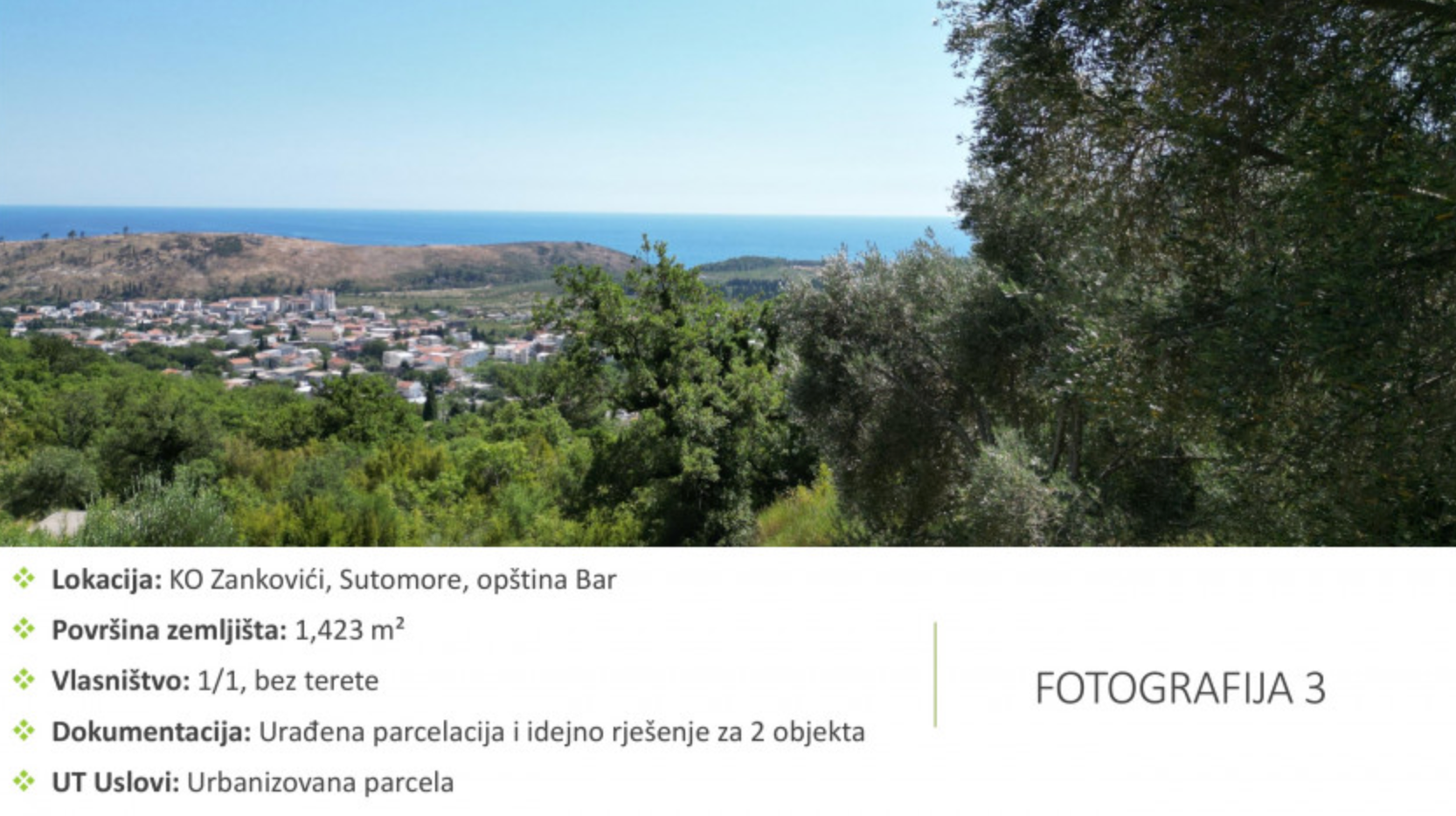 Urbanized Plot 1,423 m2, Sutomore, Bar - 4